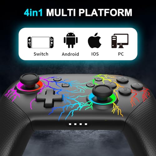 NITHO FURY Wireless Controller for PC, Windows, Switch, iOS, Android, Gaming Gamepad with Dynamic RGB Lights | 6-Axis Motion Sensor | Programmable Turbo | Dual Vibration | Lightweight - Image 3