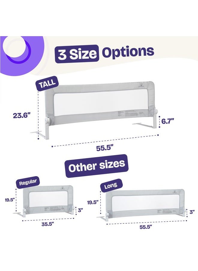 ComfyBumpy 1-Pack Bed Rail for Toddlers 55.5" L x 23.5" H | Extra Tall Toddler Bed Rails for Twin, Full, Queen & King Mattress Size | Swing Down Rail Guard | Mattress Side Rail for Kids | Gray - Image 2