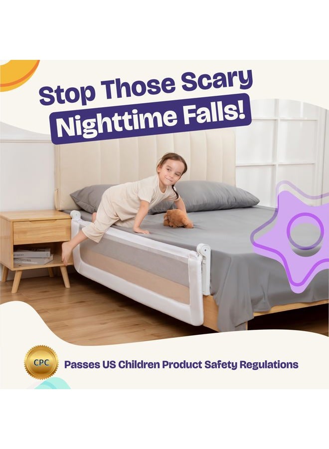 ComfyBumpy 1-Pack Bed Rail for Toddlers 55.5" L x 23.5" H | Extra Tall Toddler Bed Rails for Twin, Full, Queen & King Mattress Size | Swing Down Rail Guard | Mattress Side Rail for Kids | Gray - Image 4