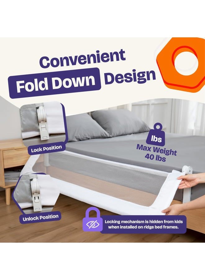 ComfyBumpy 1-Pack Bed Rail for Toddlers 55.5" L x 23.5" H | Extra Tall Toddler Bed Rails for Twin, Full, Queen & King Mattress Size | Swing Down Rail Guard | Mattress Side Rail for Kids | Gray - Image 5