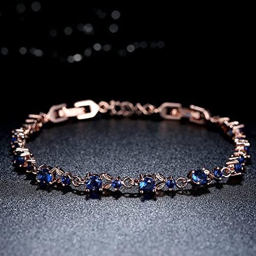 WOSTU Gold Plated 3mm CZ Classic Adjustable Tennis Bracelet | Rose Gold Bridal Bracelets for Women | Rhinestone Bracelets for Brides | Size 6.5-8 Inch - Image 5