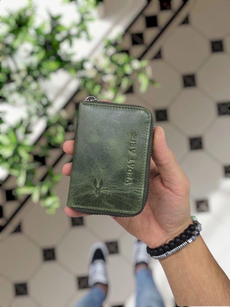 VISSO 661 Zippered Credit Card Holder Model Leather Bag Personalized Card Holder Wallet for Men & Women  - Image 1