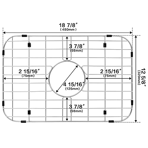 LQS Stainless Steel Sink Protectors, Kitchen Sinks Grid 18 7/8" x 12 5/8" with Center Drain Hole for Single Bowl, Sink Protector, Kitchen Sinks Grate, Sink Bottom Grid - Image 3