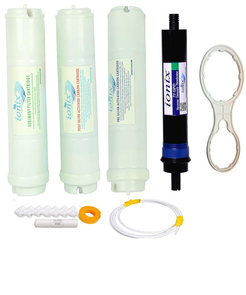 IONIX Complete Filter Set with IONIX 75 GPD Membrane Inline Filters Installation Accessories - Image 1
