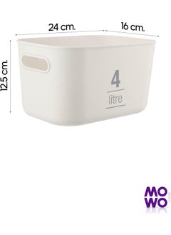 Mowo Home Alegra 4 Lt Cream 3 Pieces Cabinet Organizer Basket, Decorative Storage Box, Bathroom and Kitchen Organizer  - Image 4