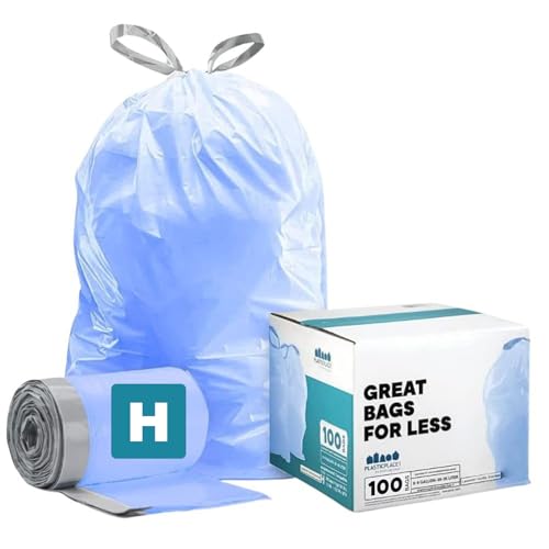 Plasticplace Custom Fit Blue Drawstring Trash Bags, Compatible with Simplehuman Code H, Tear-Resistant, Scent-Free, for Indoor Use Home Office Trashbags (100 Count), 8-9 Gallon / 30-35L, 18.5" x 28" - Image 5