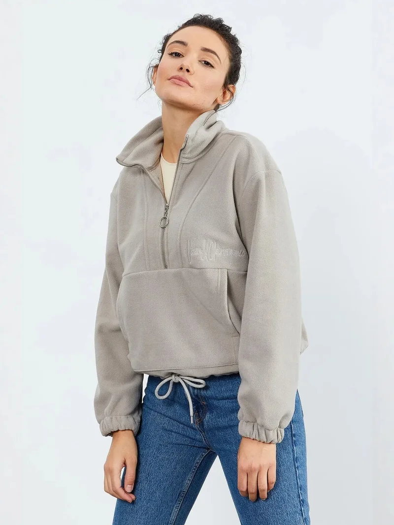 تومي لايف TOMMY Oversized Half-zip Plush Sweatshirt