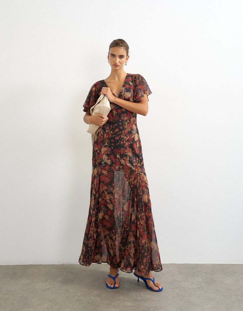 TOPSHOP Floral Print Maxi Dress - Image 1
