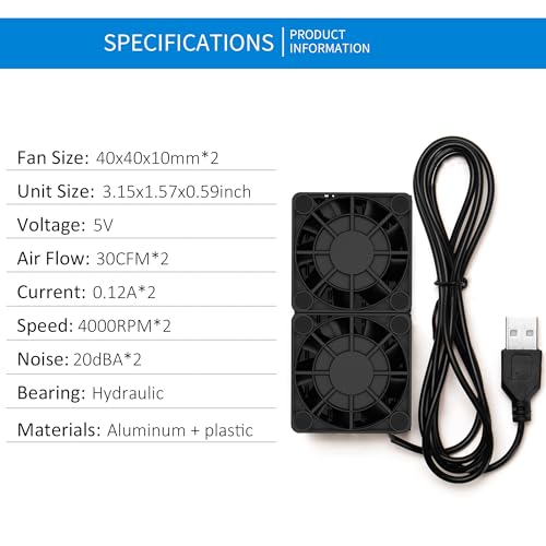 PANO-MOUNTS 80mm 2X 4010 Ultra-Thin Silent USB Radiator Fan with 5mm Aluminum Heat Sink and Thermal Pad for Graphics Cards, Router, HDD, 3D Printer - Image 3