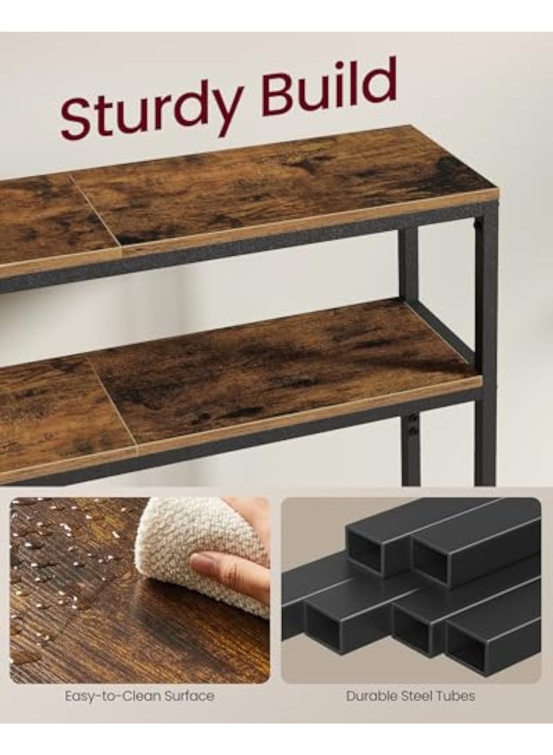 ACPLAY Modern Narrow Console Table with Storage Shelves, 2-Tier Slim Sofa Table with MDF Wood Finish and Black Steel Frame, Ideal Entryway Table for Hallway, Living Room, Behind Couch - Image 4