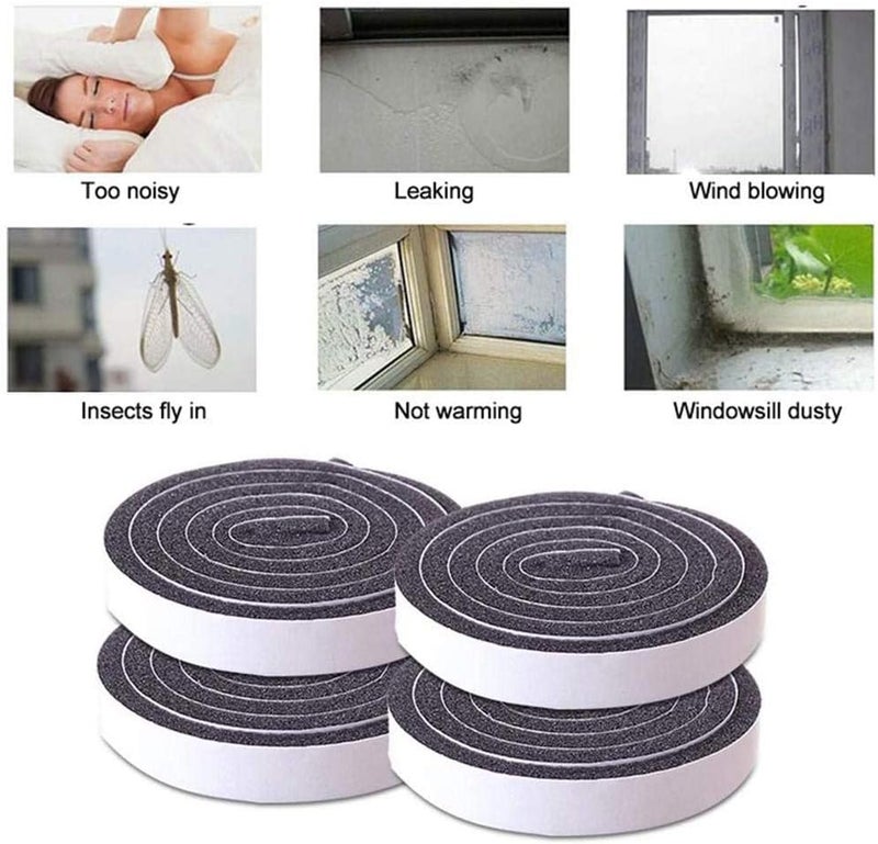 Seal Tape, Strong Adhesive Soundproof Shockproof Gap Sealing Foam Rubber Weather Stripping Strip Tape for Home Window Door Draught Excluder Air Conditioner (8 Rolls of 1M Long Each) - Image 4