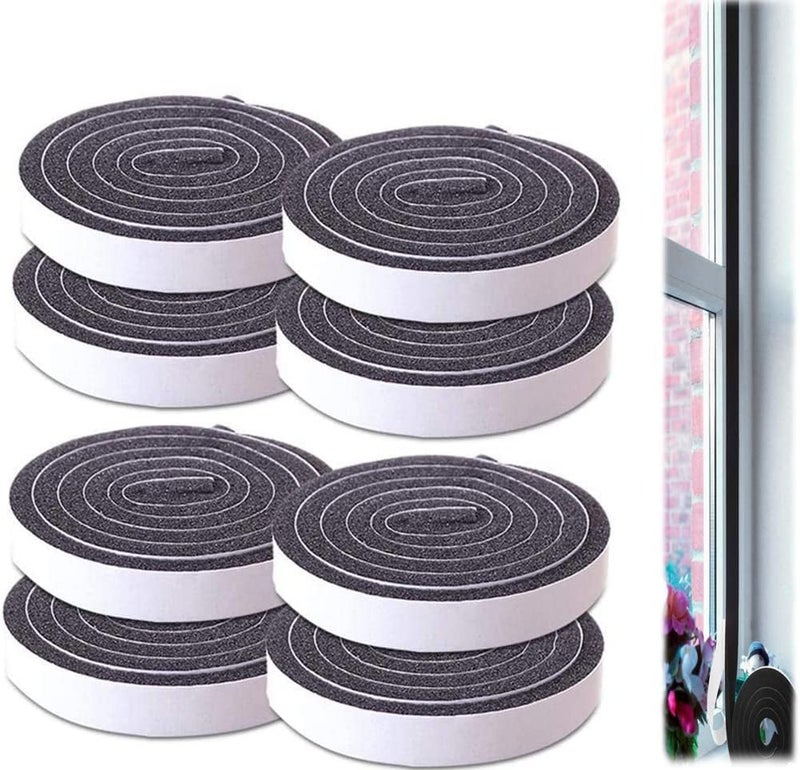 Seal Tape, Strong Adhesive Soundproof Shockproof Gap Sealing Foam Rubber Weather Stripping Strip Tape for Home Window Door Draught Excluder Air Conditioner (8 Rolls of 1M Long Each) - Image 1