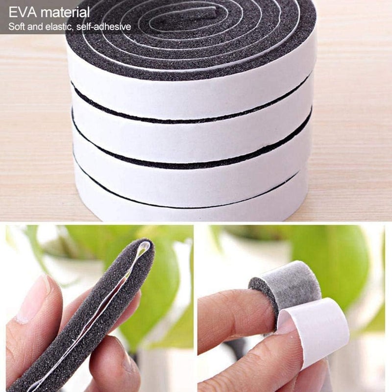 Seal Tape, Strong Adhesive Soundproof Shockproof Gap Sealing Foam Rubber Weather Stripping Strip Tape for Home Window Door Draught Excluder Air Conditioner (8 Rolls of 1M Long Each) - Image 3