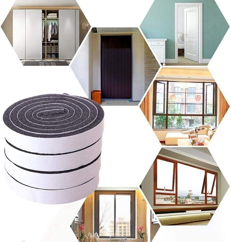 Seal Tape, Strong Adhesive Soundproof Shockproof Gap Sealing Foam Rubber Weather Stripping Strip Tape for Home Window Door Draught Excluder Air Conditioner (8 Rolls of 1M Long Each) - Image 5