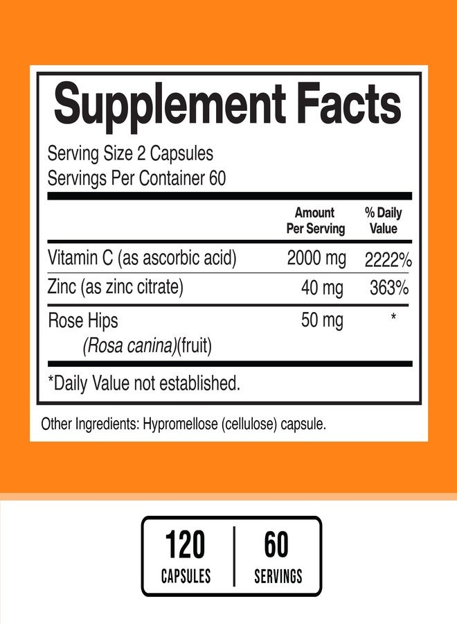 أميركان ستاندارد سابلامنتس مكملات غذائية من أمريكان ستاندرد تحتوي على 2000 ملغ من فيتامين سي، و40 ملغ من الزنك، و50 ملغ من ثمار الورد لكل حصة، نباتية، خالية من الغلوتين، غير معدلة وراثيًا (120 حبة) - Image 2