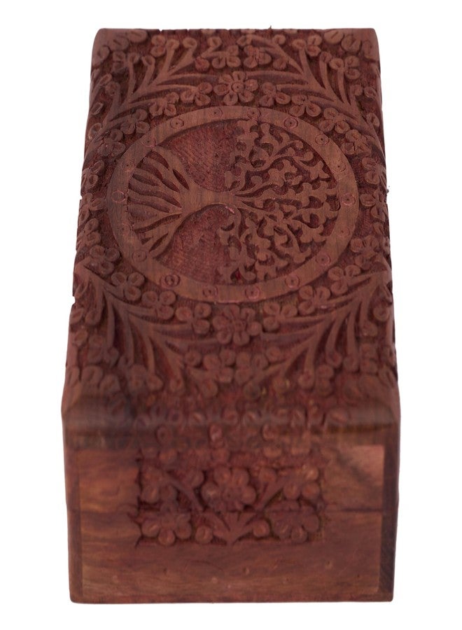 GURU JEE Wooden Indian Handmade Carving Tree of Life Trinket Box - Wood Jewelry Organizer & Keepsake Box for Women - 8x5x2.5 Inch - Image 4