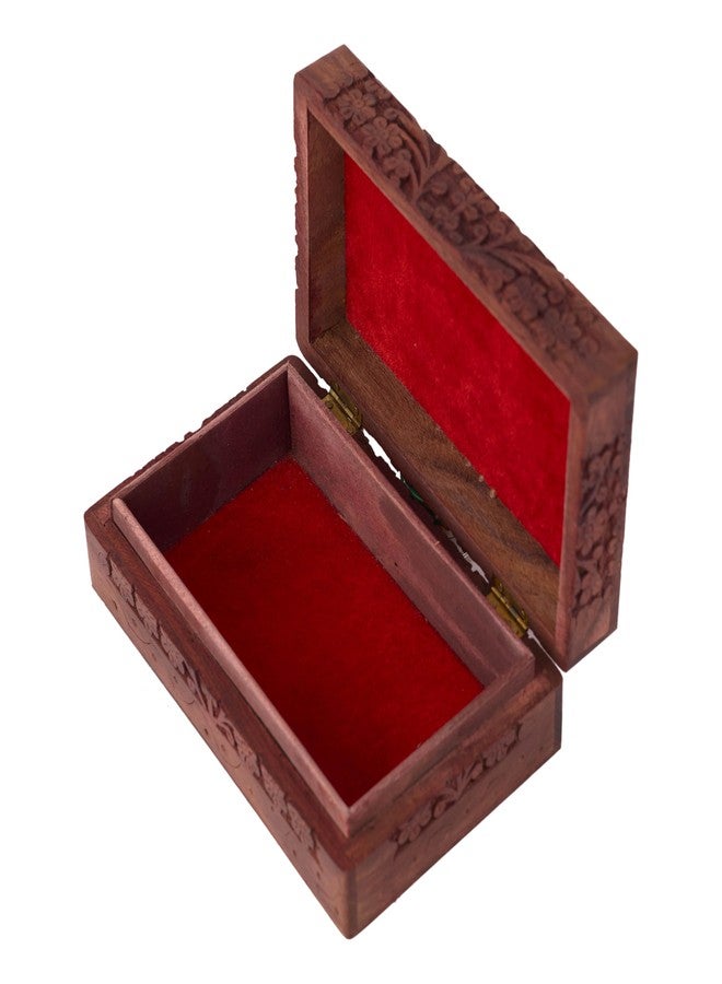 GURU JEE Wooden Indian Handmade Carving Tree of Life Trinket Box - Wood Jewelry Organizer & Keepsake Box for Women - 8x5x2.5 Inch - Image 5