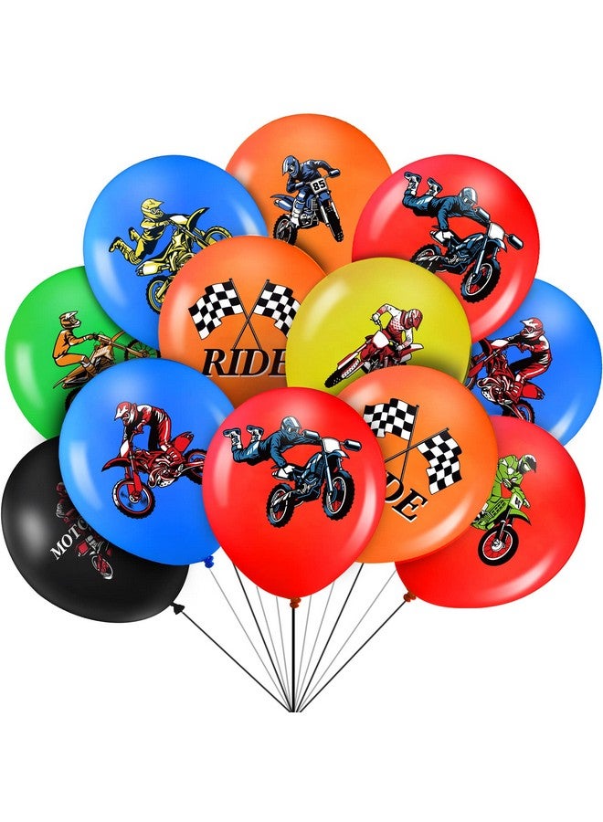 Aoriher 36 Pieces Multicolors Dirt Bike Balloon Decorations, 12 Inches Motocross Birthday Party Supplies for Boys and Girls, Unisex - Image 1