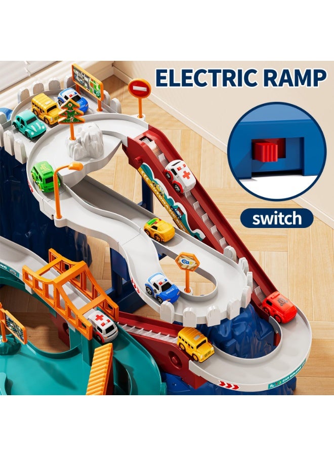 وانغبانغزي مجموعة لعب مضمار سباق الديناصورات للأولاد للأطفال 3-5 ، مجموعة لعب مسار سيارات تسلق الديناصورات مع 10 سيارات متسابق صغيرة ، ألعاب مسار منحدر سيارات للأطفال ل 3 4 5 6 7 8 سنوات من الأولاد والبنات - Image 4