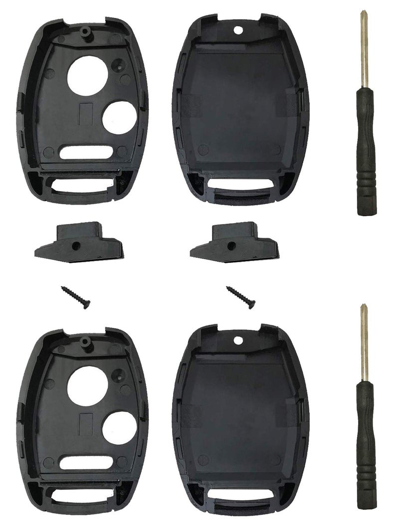 Key Fob Shell Case Fit for Honda Accord Crosstour Civic Odyssey CR-V CR-Z Fit Keyless Entry Remote Key Housing Replacement with Free Screwdriver Casing Only (Black 2 Pack)