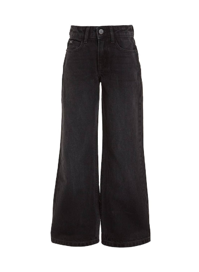 Calvin Klein Jeans - Calvin Klein Jeans Kids, Girls' Jeans - Wide leg - Casual Bottoms - Cotton , Black - Image 1