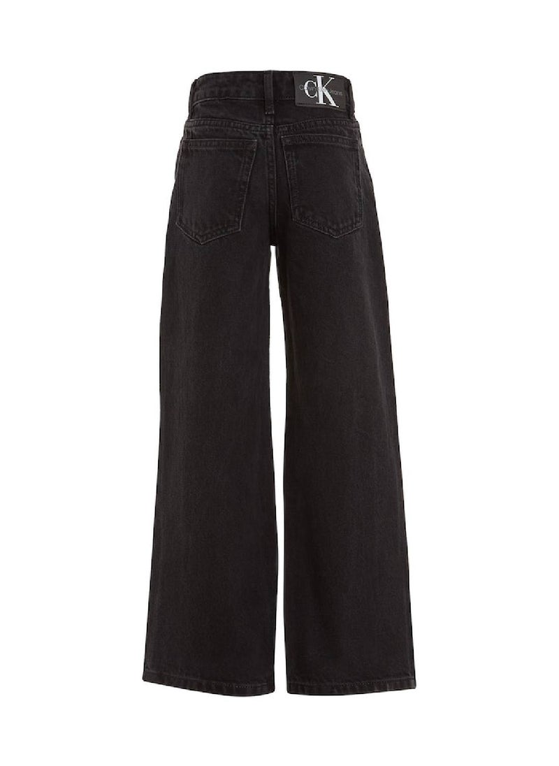 Calvin Klein Jeans - Calvin Klein Jeans Kids, Girls' Jeans - Wide leg - Casual Bottoms - Cotton , Black - Image 1