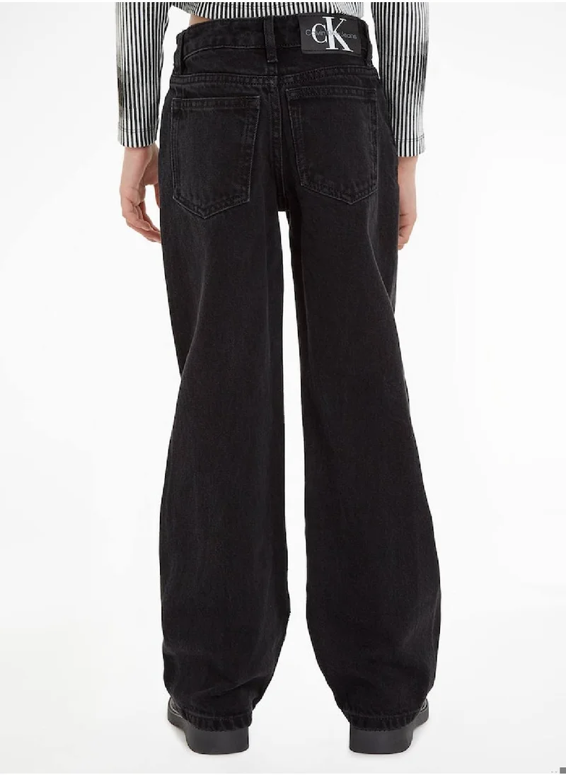 Calvin Klein Jeans Calvin Klein Jeans Kids, Girls' Jeans - Wide leg - Casual Bottoms - Cotton , Black