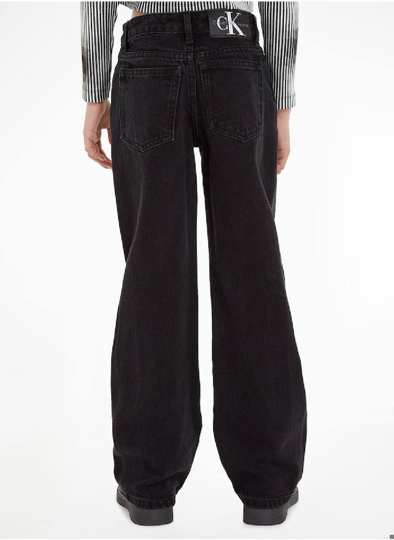 Calvin Klein Jeans - Calvin Klein Jeans Kids, Girls' Jeans - Wide leg - Casual Bottoms - Cotton , Black - Image 1