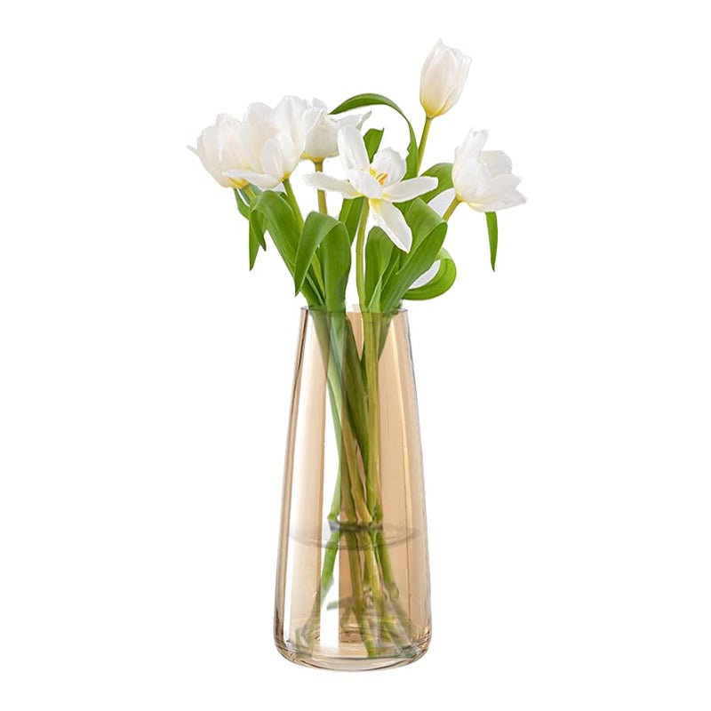 Aoderun Glass Vase for Flowers Modern Vases Home Decor Unique Flower Vase for Bouquet 87 Centerpiece Vase Decor RoomBedroomLiving RoomLibraryOfficeTableEntrywayModern FarmhouseAmber