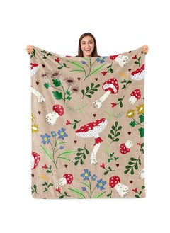 Sowide Red Mushroom Soft Decor Fleece Blanket Lightweight All Season Plant Mushrooms Throw Blanket for Couch Sofa Bed Mushroom Decor Birthday Gifts Blankets for Adult Baby Kids Pet Blanket All Season 40"x50"  - Image 1