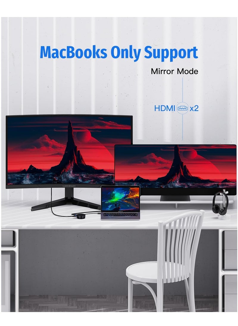 Excefore USB C Docking Station Dual Monitor 7in1 Round Multifunctional Multiport Adapter with 2 4K HDMI 100W PD Micro SD Card Reader 2 USB 3.0 Gigabit Ethernet for MacBook Dell HP Lenovo Laptops  - Image 5