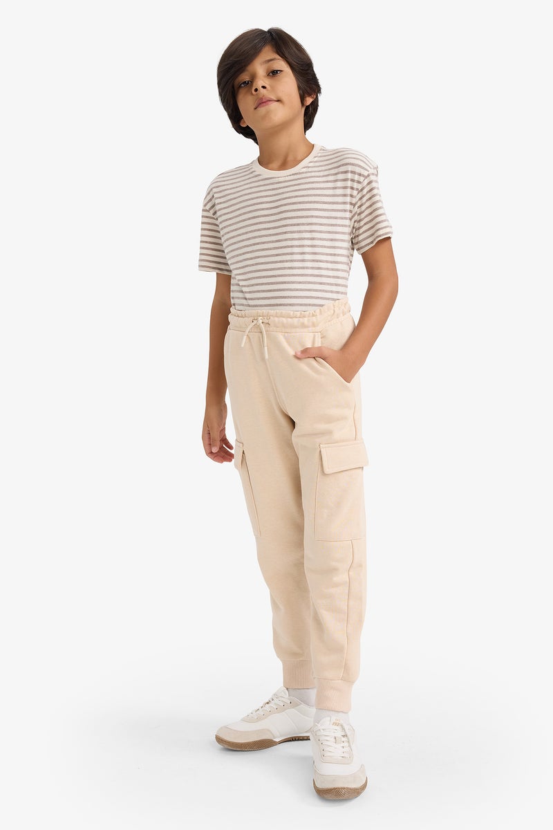 DeFacto Beige Boy Boy Elastic Waist Cargo Sweatpants Casual - Image 2