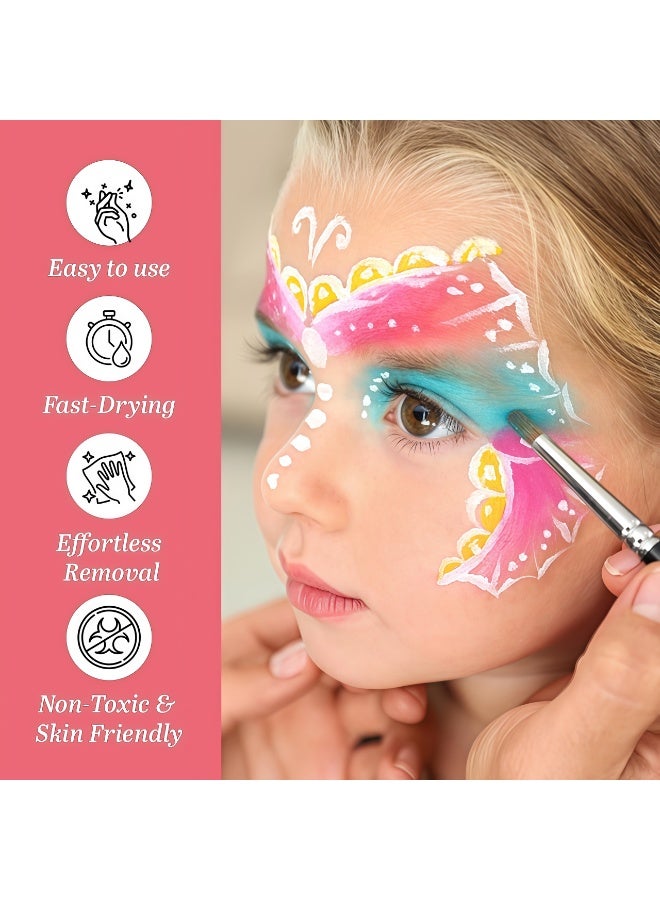 poetry shadow Face Painting Kit for Kids - Safe Non-Toxic Body Paint for Boys Girls, 15 Colors & 40 Stencils with 2 Brushes ,Halloween Makeup,Best Gifts for Kids Party - Image 2
