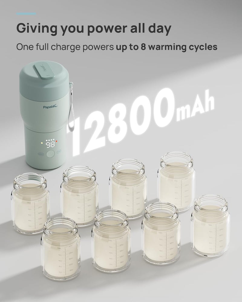 Papablic Pro Portable Bottle Warmer for Travelâ€“ Fast Heating, Steam Sterilizer, 30W Fast Charge, 5-Temp Control, Easy-Clean Wide Mouth, Baby Milk Warmer for Breastmilk & Formula, Almond Rose - Image 5