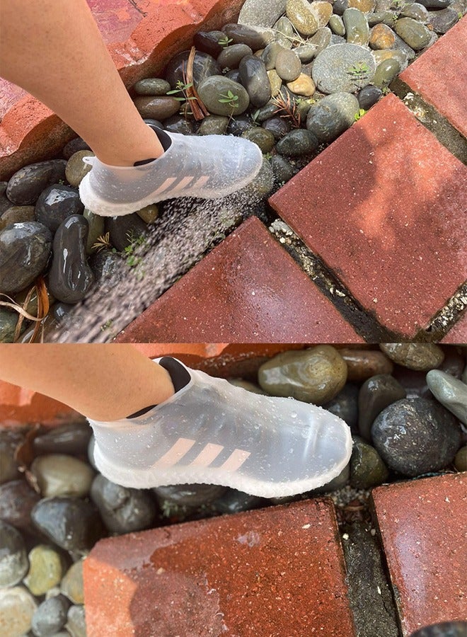 Waterproof Shoe Covers, Non-Slip Sandproof Water Resistant Overshoes Silicone Rubber Rain Shoe Cover Outdoor Cycling Protectors apply to Men, Women, Kids (Medium, White) - Image 5
