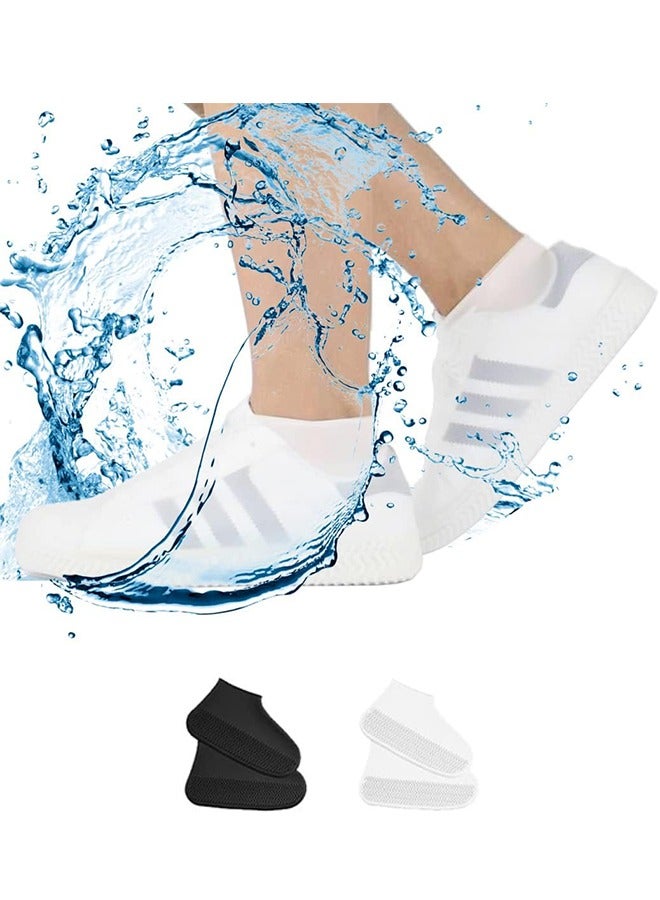 Generic Waterproof Shoe Covers, Non-Slip Water Resistant Overshoes Silicone Rubber Rain Shoe Cover Outdoor cycling Protectors apply to Men, Women, Kids (Medium, White) - Image 1