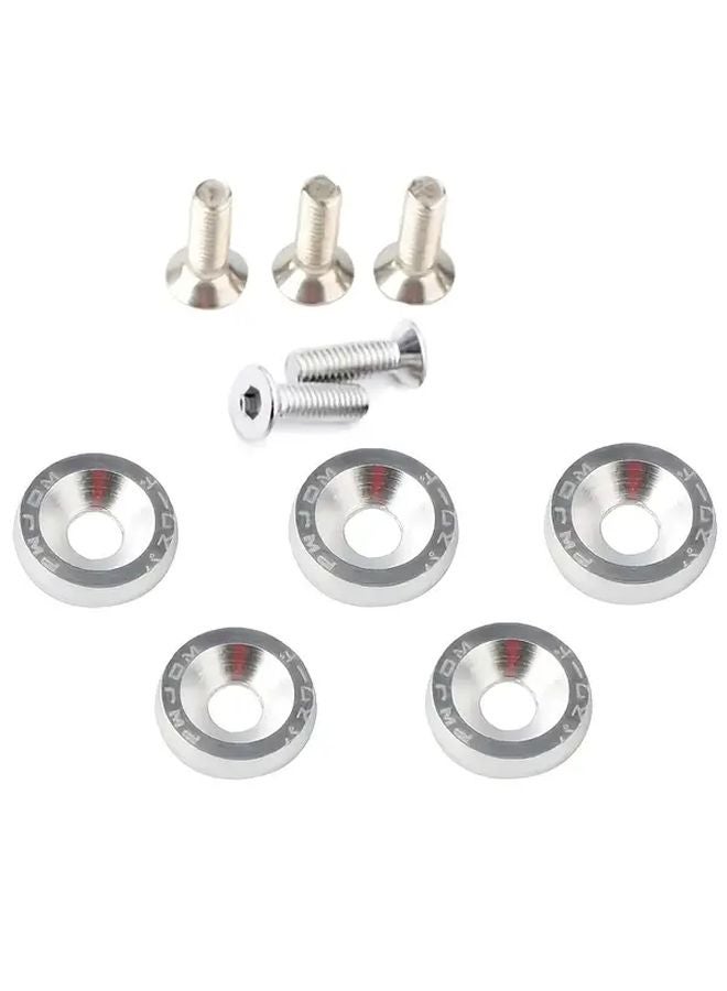 JDM Car Modification Washers Silvery License Plate Bracket Decorative Screws 5Pcs - Image 1