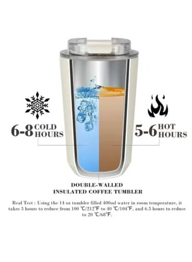 سميج كوب مشروبات 320 مل كوب شرب محمول للسيارة مصنوع من الفولاذ المقاوم للصدأ مانع للتسرب 320 مل ترمس قهوة (وردي) - Image 3