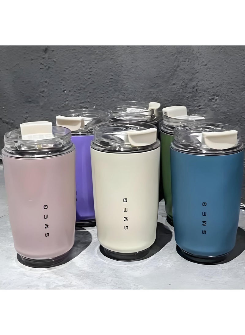 سميج كوب مشروبات 320 مل كوب شرب محمول للسيارة مصنوع من الفولاذ المقاوم للصدأ مانع للتسرب 320 مل ترمس قهوة (وردي) - Image 4