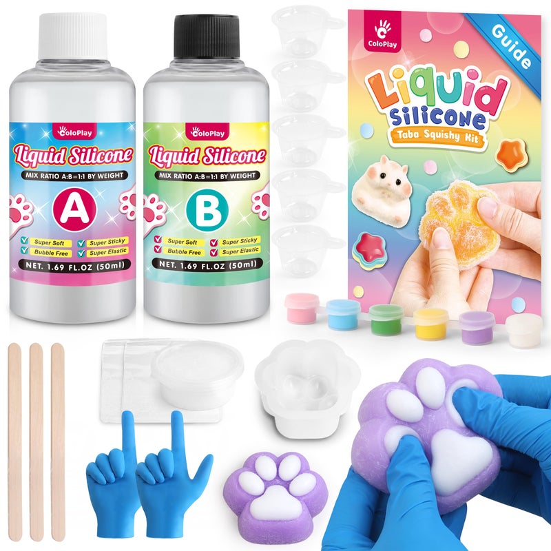 ColoPlay Taba Squishy Kit - 3.4OZ Rubber Experience Squishy Kit with Guided, Bubble Free and Faster Fully Cures - FuFu Squishy Kit with Mold - Stress Relief Entertainment - Image 1