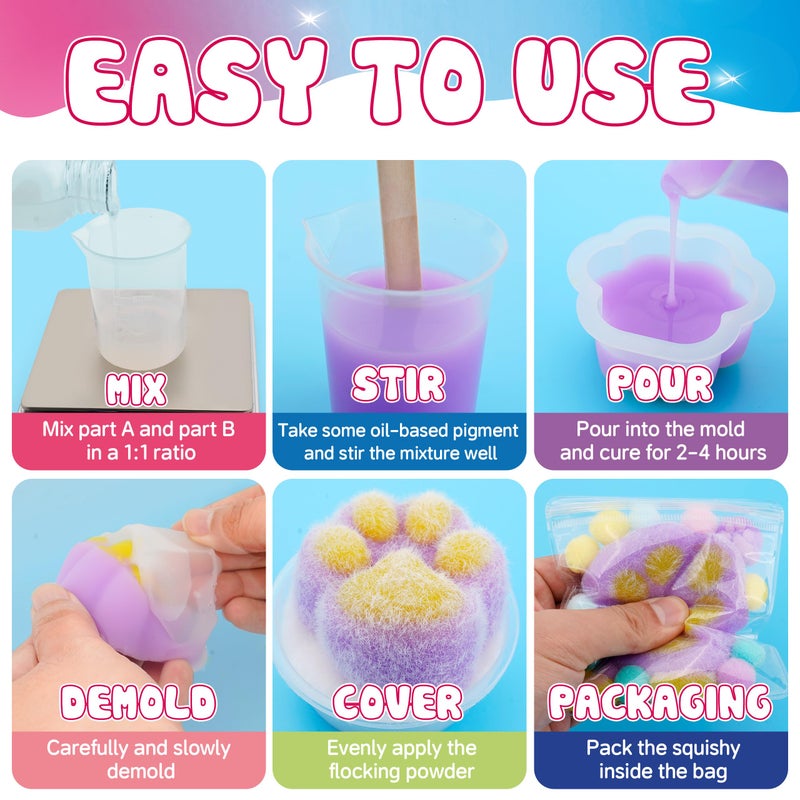 ColoPlay Taba Squishy Kit - 3.4OZ Rubber Experience Squishy Kit with Guided, Bubble Free and Faster Fully Cures - FuFu Squishy Kit with Mold - Stress Relief Entertainment - Image 3