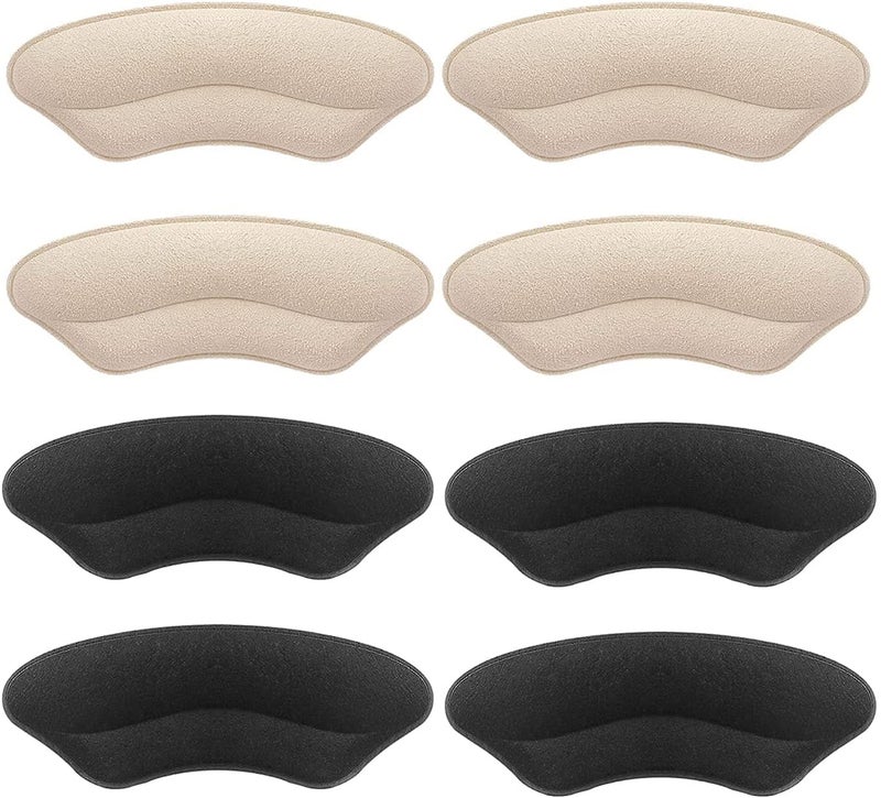 SEFLICA Premium Heel Pads Inserts Grips, Shoe bite Protector Back of Heel Protectors Cushions Liner Prevent Too Big Shoe from Shoe Slipping,Blisters,Filler for Loose Shoe Fit for Men Women (2 Black And 2 Skin, Free) - Image 1