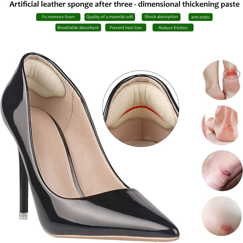 SEFLICA Premium Heel Pads Inserts Grips, Shoe bite Protector Back of Heel Protectors Cushions Liner Prevent Too Big Shoe from Shoe Slipping,Blisters,Filler for Loose Shoe Fit for Men Women (2 Black And 2 Skin, Free) - Image 5