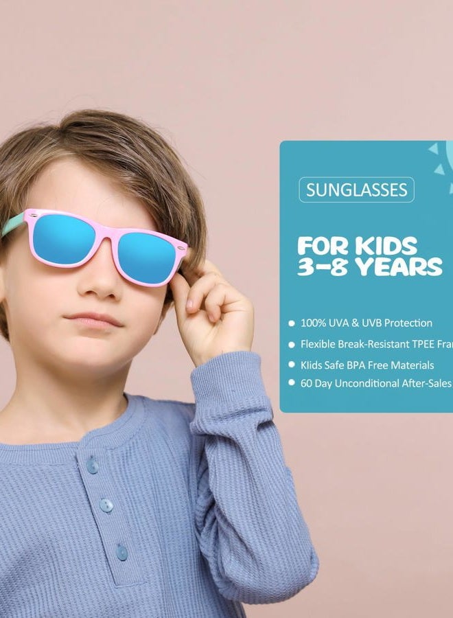 NULOOQ Kids Polarized Sunglasses for Boys Girls – TPEE Unbreakable Flexible Frame UV400 Protection Age 3-8, A2* (Black + Blue/Blue + Blue Yellow) - 3 Pack, Lenswidth - Image 2