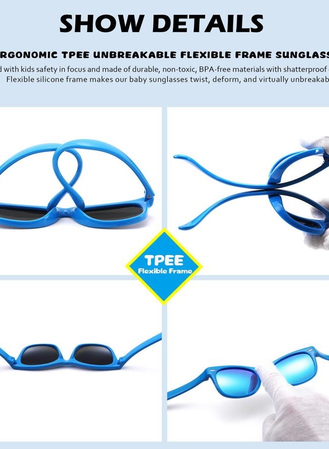 NULOOQ Kids Polarized Sunglasses for Boys Girls – TPEE Unbreakable Flexible Frame UV400 Protection Age 3-8, A2* (Black + Blue/Blue + Blue Yellow) - 3 Pack, Lenswidth - Image 5