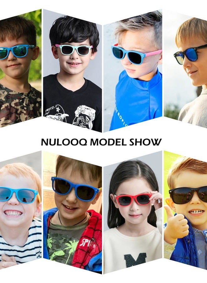 NULOOQ Kids Polarized Sunglasses for Boys Girls – TPEE Unbreakable Flexible Frame UV400 Protection Age 3-8, A2* (Black + Blue/Blue + Blue Yellow) - 3 Pack, Lenswidth - Image 3