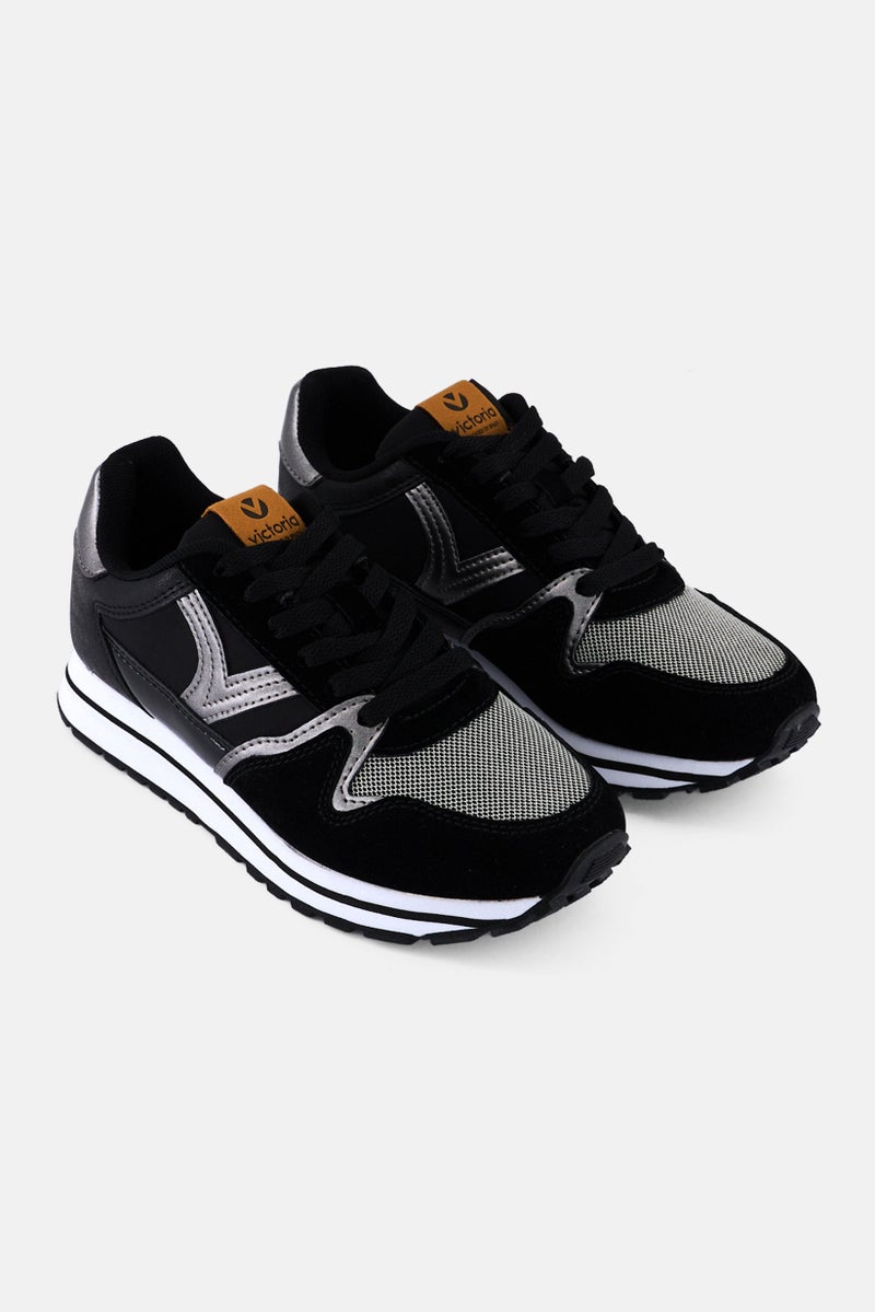 Victoria Women Lace Up Casual Shoes, Black - Image 1