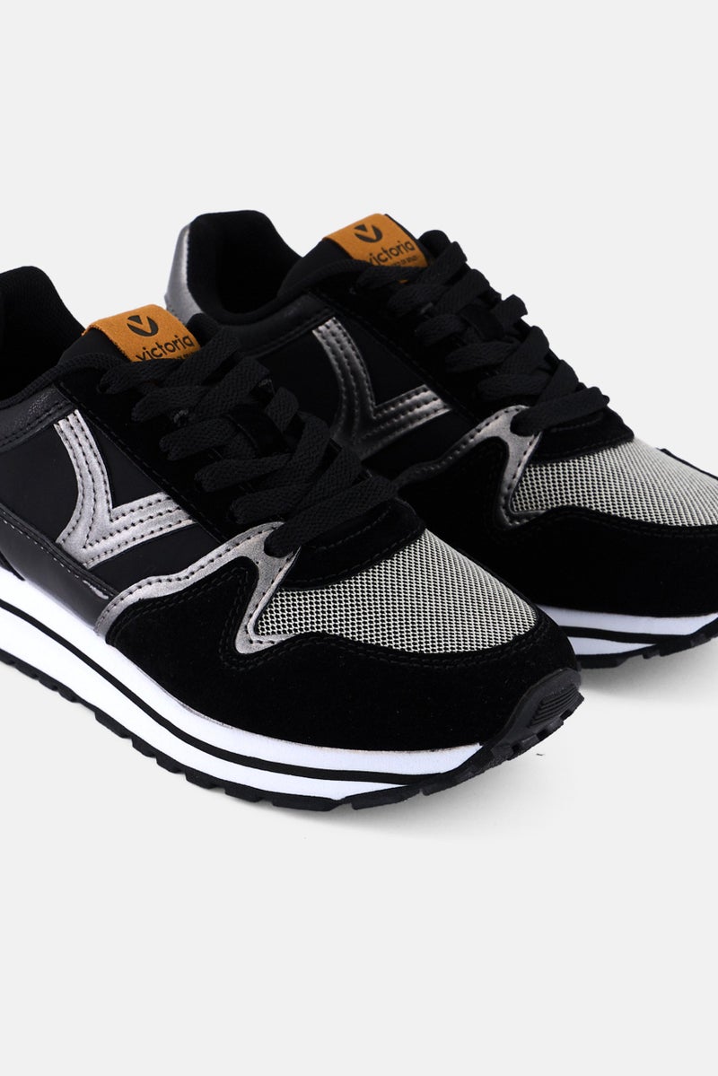 Victoria Women Lace Up Casual Shoes, Black - Image 3