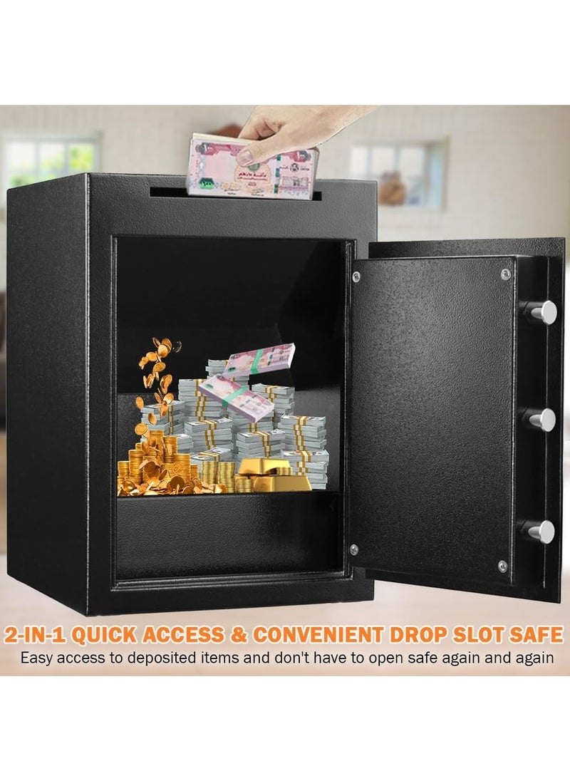 Rubik - Depository Safe Box With Drop Slot, Digital Combination Lock and Fireproof for Business Cash Money 56KG, RB-DS48 (48x34x38cm) Black - Image 1