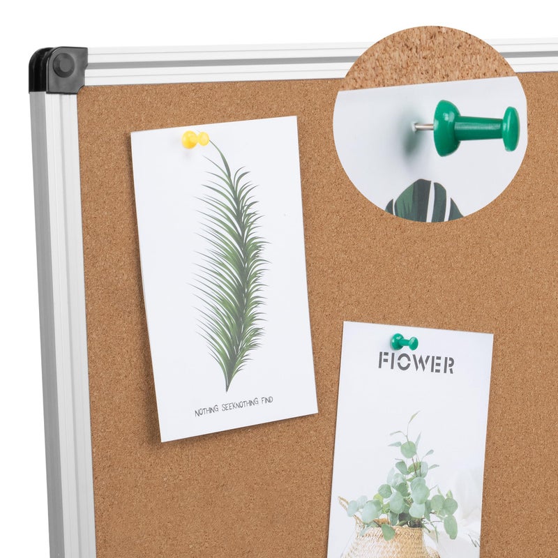 Board2by Cork Board Bulletin Board 36 x 48, Silver Aluminium Framed 4x3 Corkboard, Foldable Office Board for Wall, Large Wall Mounted Notice Pin Board with 36 Push Pins for School, Home & Office - Image 3